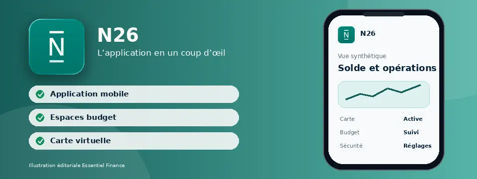 Aperçu illustré de l’application N26 et de ses quatre formules